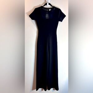 SMASH + TESS 2XS Jumpsuit Sheer Mesh Neckline Wide Leg Scuba Material
